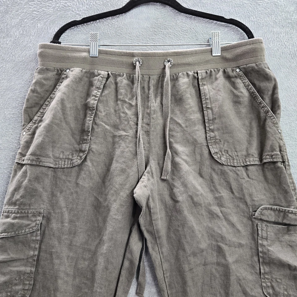 Pantalones de chándal cargo INC International Concepts para mujer 12 marrón 100 % lino Foto 3 de 4