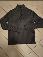 Maglione Uomo Manuel Ritz Pipo Grigio Collo Alto Bottoni Misto Lana Merino Tagli