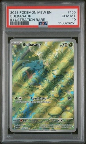 POKEMON MEW EN-151 ILLUSTRATION RARE #166 BULBASAUR PSA 10 GEM MINT