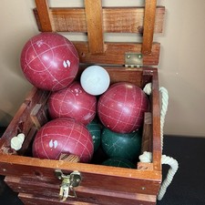 Vintage Sportcraft Heritage Collection Bocce Ball Set in Wood Crate Outdoor Game
