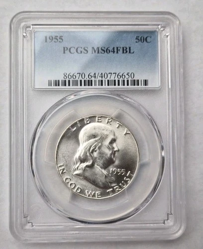 1955 Franklin Silver Half Dollar PCGS MS64 FBL