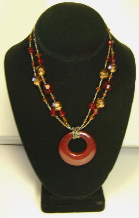 Vintage Signed LIA SOPHIA Glass Beads Multi Strand Adjustable W/Pendant