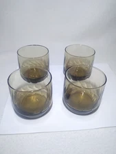 Vintage MCM Anchor Hawking Smokey Brown Lowball Rock Cocktail Glasses Set of 4