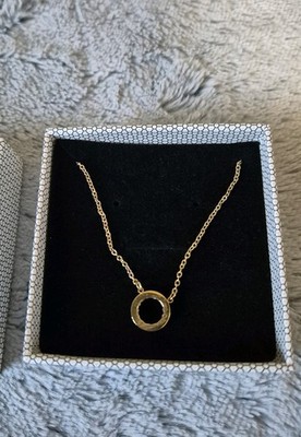 Edblad Gold Cubic Zirconia Small  Pretty Circular Pendant 16in Chain New In Box