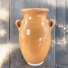 Haeger Pottery Brown Glaze Vase Vessel Jug With Small Handles Original Label USA