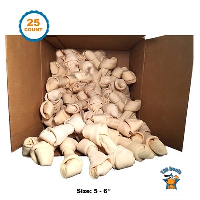 Rawhide Bones 5-6" | Pack Of 25 | 100% Natural Beef Hides Chews | Quality Dog Bones From 123 Treats (731236401797)