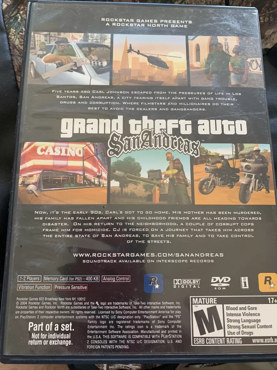  Grand Theft Auto: San Andreas - PlayStation 2 : Unknown: Video  Games