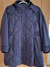 Hawke & Co Coat Puffer Quilted Womens Blue Full Zip Faux Fur Hood Trim Xl