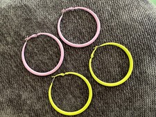 Large Hoop Earrings for Women   Lightweight Statement Jewelry Pink  Yellow 