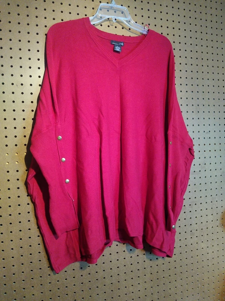 RXB Women's SZ Large Red Pullover V-neck Sweater EUC #12 - Image 2 of 4