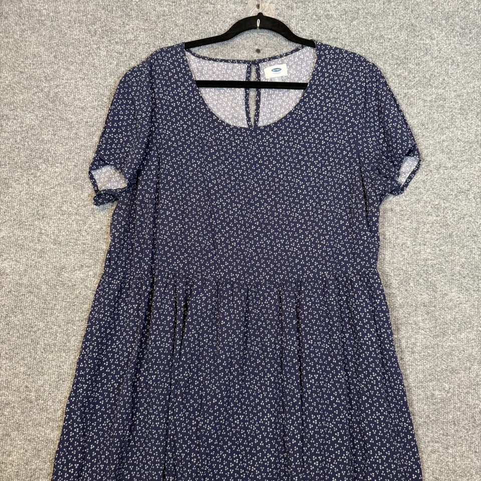 Old Navy Dress Womens XL Blue Mini Flowy Loose Floral Bohemian Cottage Core - Image 4 of 4