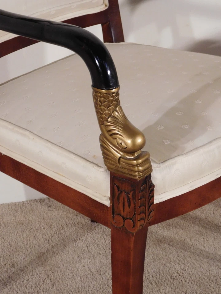 Par de sillones BEIDERMEIER DOLPHIN de cerezo macizo dorado ebonizado CENTURY muebles Foto 2 de 4