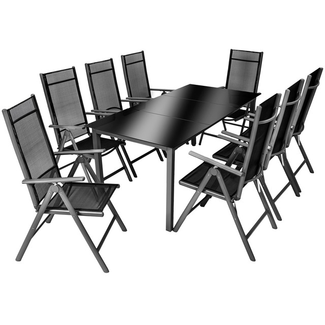 tectake Aluminium 9-Sitzgruppe Gartenmöbel Tisch und Stuhl ...