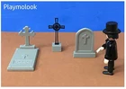 LOT OF 3 GRAVESTONES GRAVESTONES TOMBSTONES WEST MEDIEVAL PLAYMOBIL NOT INCLUDED