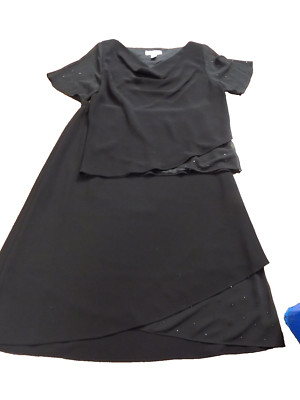 Vtg Amanda Smith 2-Pc Outfit Blouse Skirt Sz 10 Black Tiered Sparkly Beaded EUC