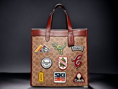 COACH C6846 Field Tote Bag Signature Canvas Calf Leather w