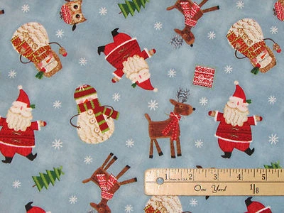 SPECTRIX Bundle Up Santa Reindeer Owl Allover SPX Christmas Fabric by the 1/2 yard #25600