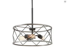 3-Light Modern Drum Chandeliers, Brushed Silver Linear Kitchen Island Light