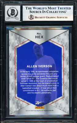 Allen Iverson Auto 2022 Panini X Reebok Blue Holofoil Card HEX