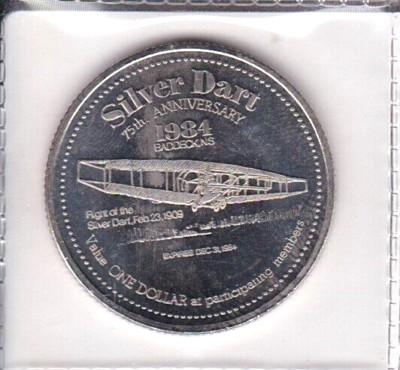 1984 MacPuffin Dollar - Silver Dart 75th Anniversary - Cape Breton