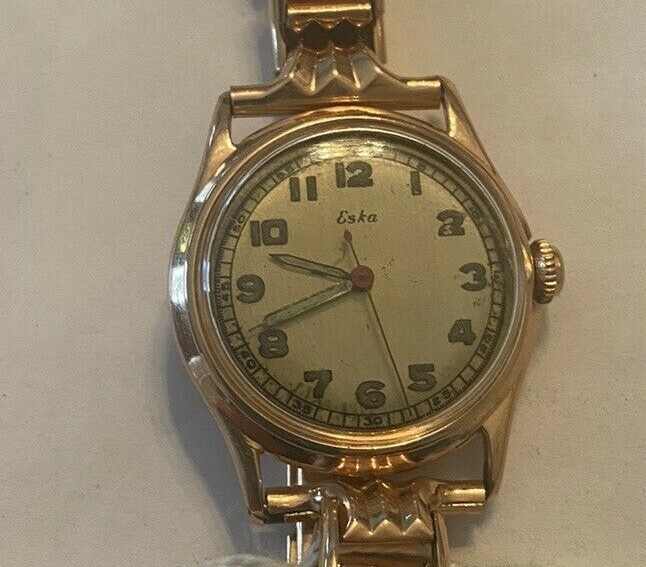 Vintage Unisex Eska (Swiss) 17 Jewel 1194AS 14K Rose Gold Watch | eBay