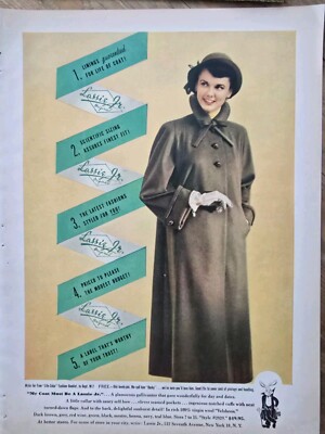 1949 Women's Lassie Jr. Junior coat vintage fashion ad