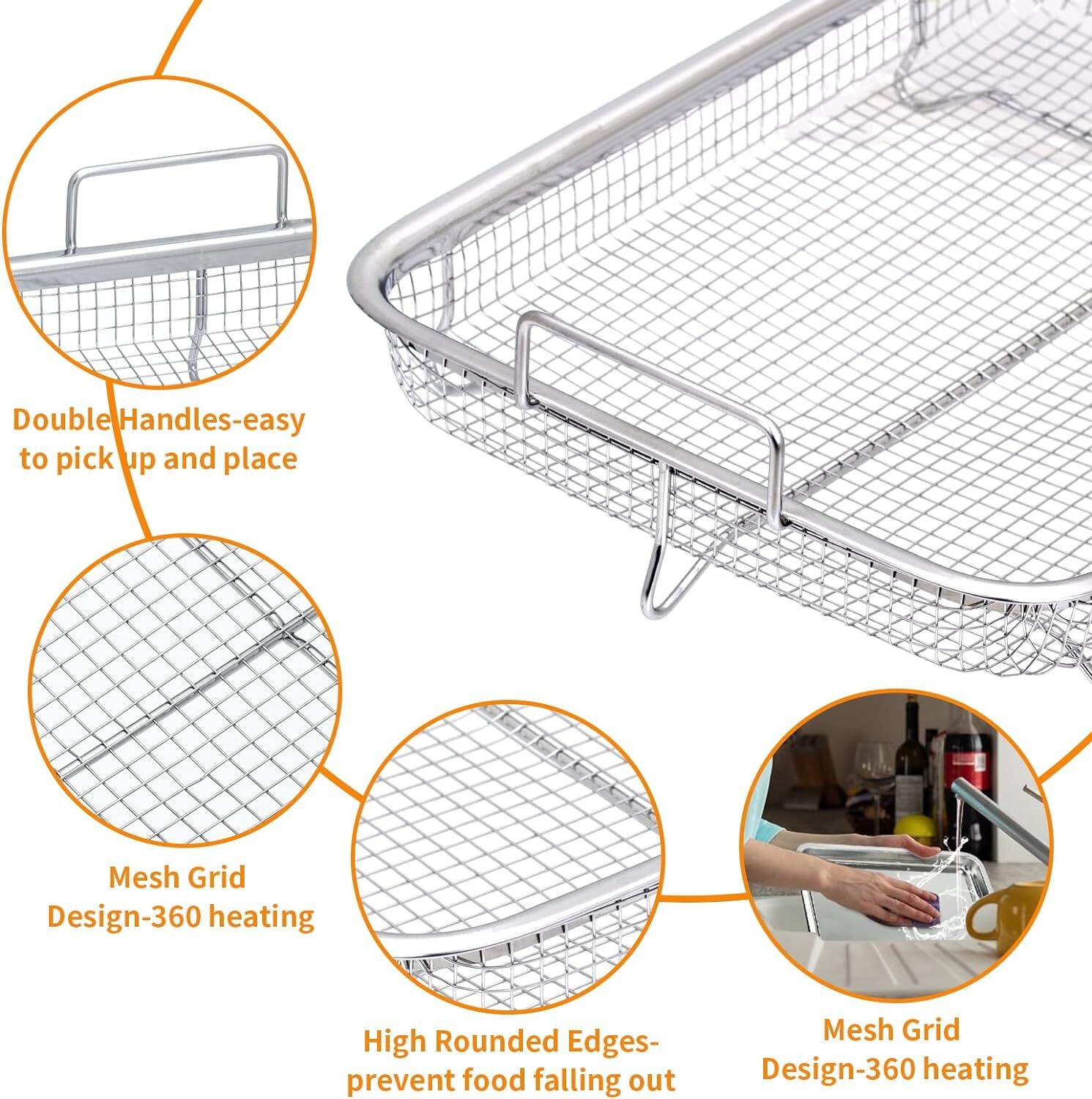 13x9.6 Inch Stainless Steel Air Fryer Basket for Oven Toaster Oven