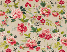 THE DESIGN ARCHIVES CURTAIN FABRIC DESIGN Grosvenor 6 METRES CHINTZ LINEN BLEND