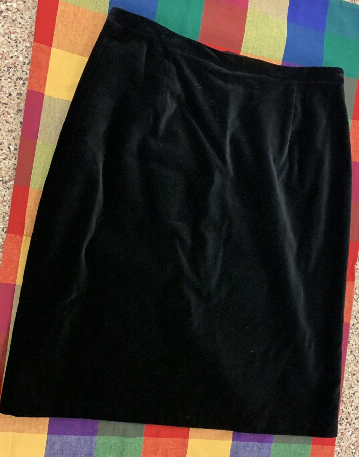 Laura Ashley Velvet Vintage 1980's Skirt Black Sz… - image 4