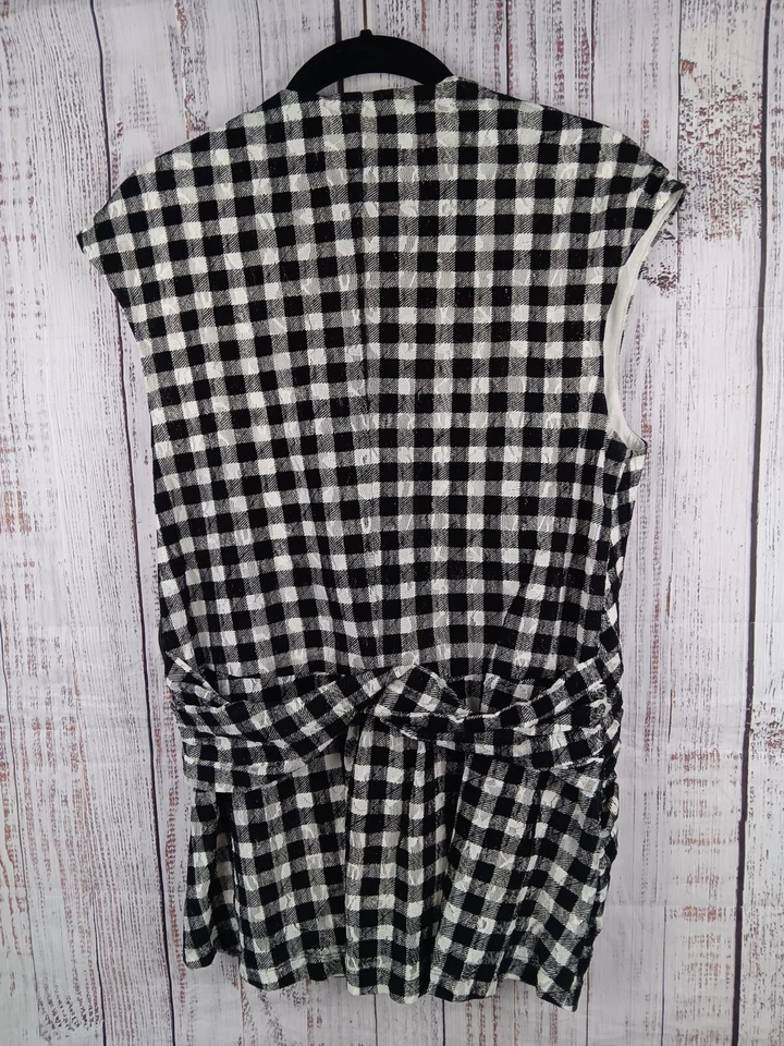 Deletta Anthropologie Delphine 黑色白色背心衬衫 尺寸 M 蕾丝格子格子  — 第 2/4 张图片