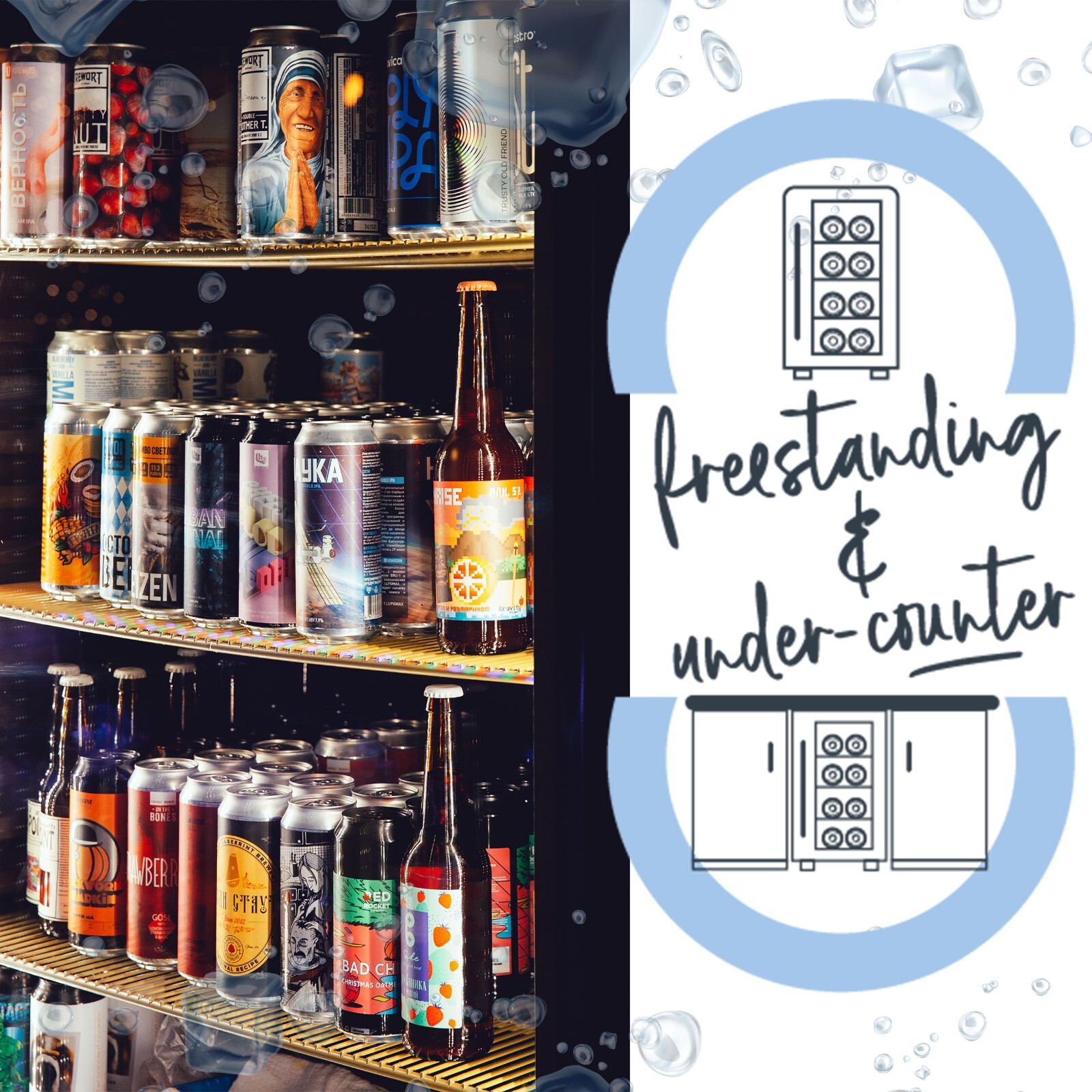 Cookology CBC130BK Undercounter Drinks Fridge 54cm Glass Door