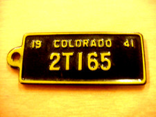 1941 Rare Truck B F Goodrich Colorado CO DAV keychain license plate tags 2T165