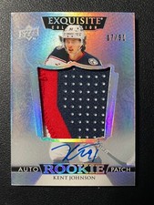 22-23 The Cup Hockey Exquisite Coll. Rookie Auto Patch Kent Johnson #/91