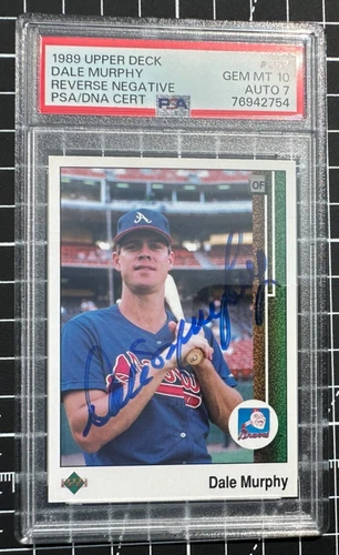 1989 Upper Deck Dale Murphy ERROR Reverse Negative AUTOGRAPHED PSA 10, Perfect