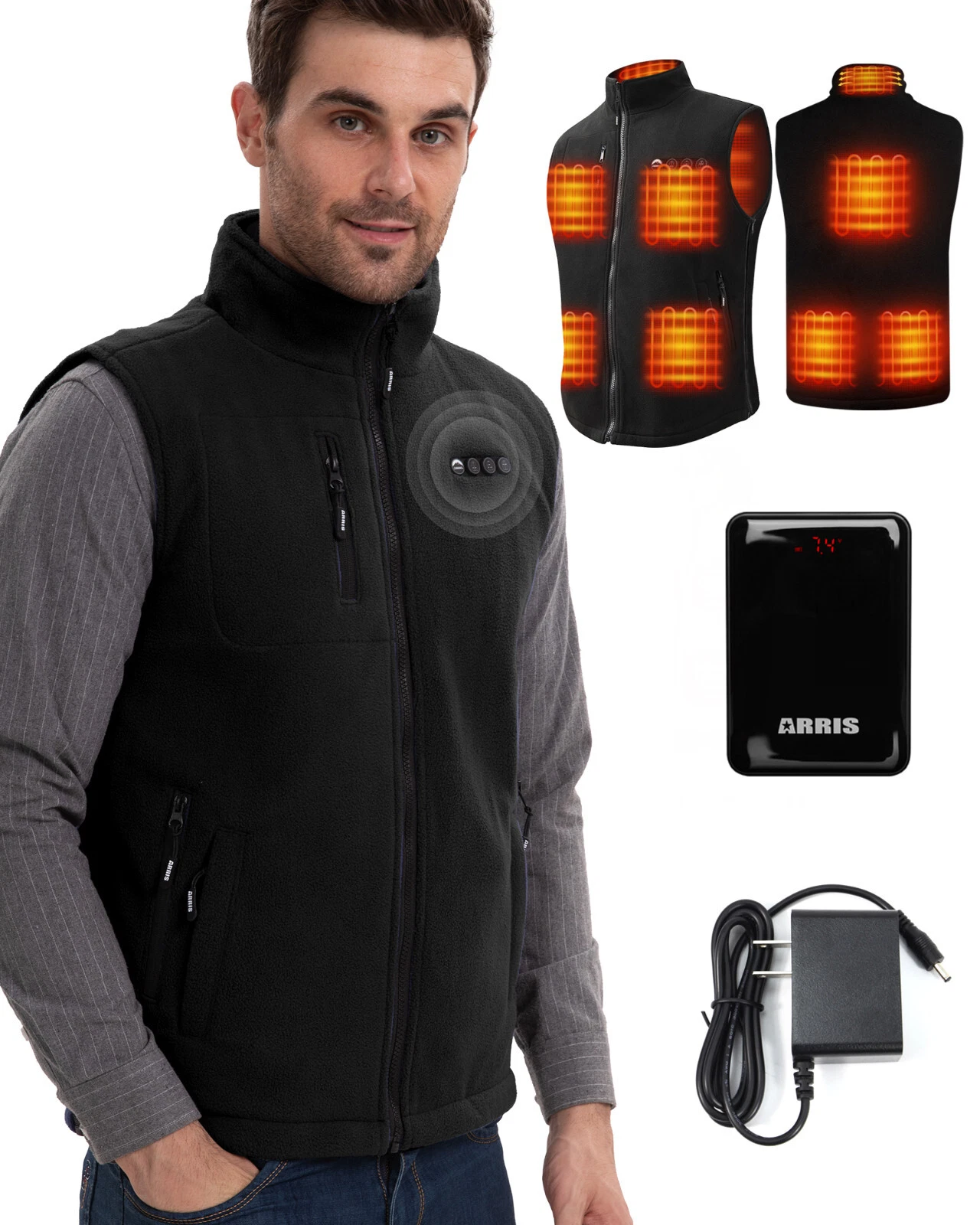 Fleece Heated Vest for Men with Battery Pack, Size Adjustable 8 Heating Zones
Opens in a new window