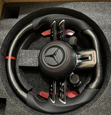 22-24 MERCEDES SL E GLE GLS AMG GT EQE DRIVER STEERING WHEEL BLACK OEM