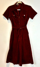 VTG 60'S- 70'S WRANGLER BURGUNDY COVERALL CROP WIDE BELL BOTTOM JUMPSUIT XS/S