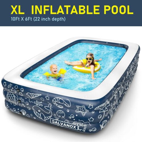 EXTRA LARGE Inflatable Pool Above Ground Swimming Pool for Kiddie, Kids 22" Deep - Afbeelding 1 van 7