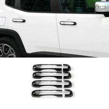 Car Exterior Side Door Handle Strip Trim 8* For Jeep Renegade 2016+ Bright Black