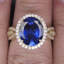 Halo Engagement Women's Ring 2.54Ct Oval Cut Lab-Created Sapphire 925 Silver