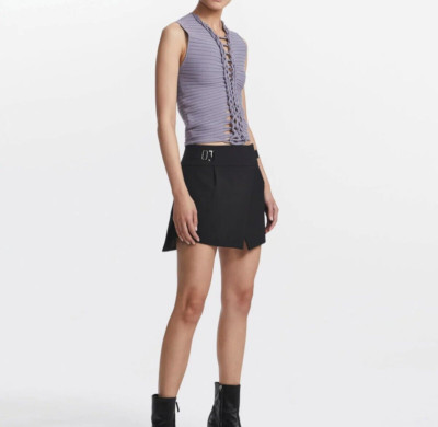 Dion Lee Central Braid Tank Top Slate Grey Ribbed Sleeveless - XS / 6 uk RRP$450