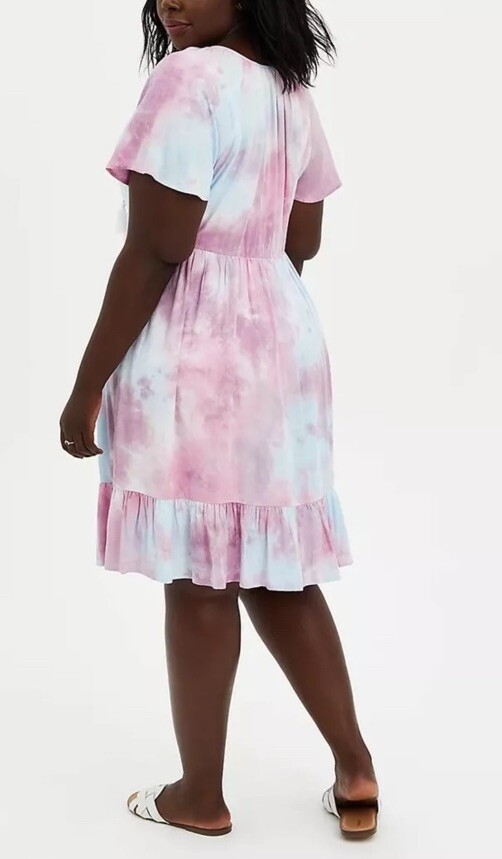 tie dye pink and blue dress Pink Blue Breeze Tie Dye Ruched Side Tank Dress (XL) | Delivery Near Me