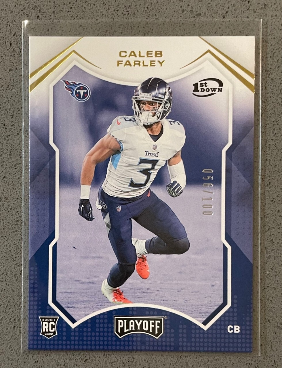 2021 Panini Playoff Football NFL 249 Caleb Farley /100 RC Rookie 1st Down Titans