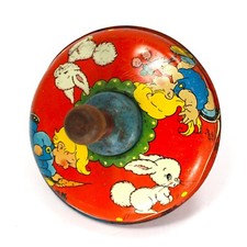 Vintage 1940s Spinning Top Hand Numbered Ohio Art Elaine Ends Hileman Tin Toy