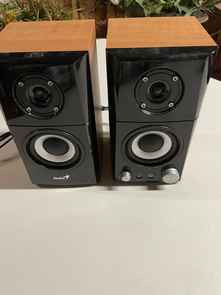 A+⭐ Genius SP-hf500A High Def HD Hi-Fi Brown Wood Speaker Set Of Two (2) - Image 4 of 4