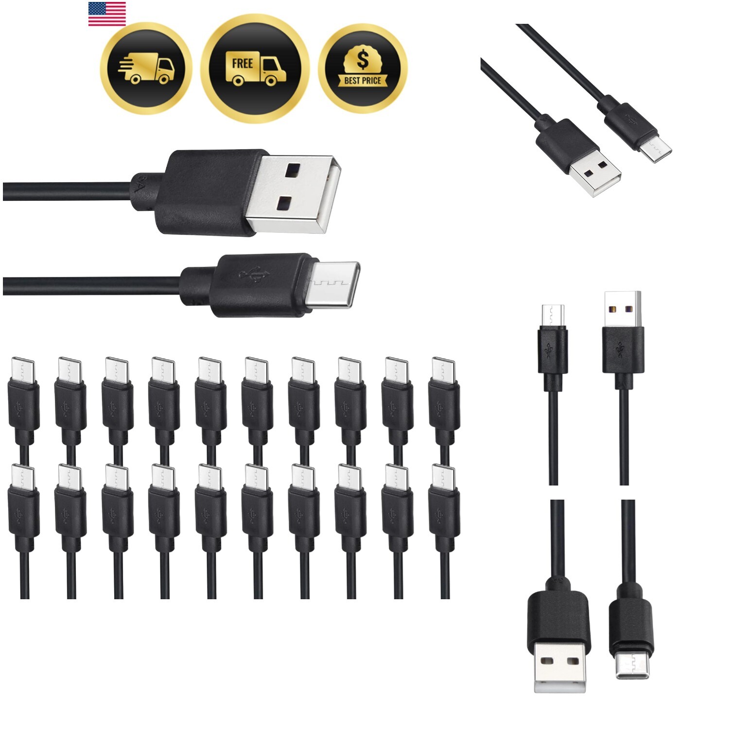 20-Pack USB C Fast Charging Cables 3.3ft for Tablets & Phones-image
