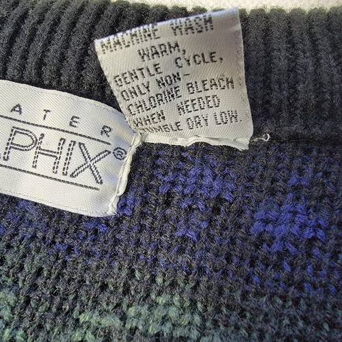 Vintage 1990s Sweater Graphix XL Cardigan Coogi Black Multicolor Geometric USA - Picture 4 of 22