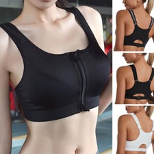 Women Front Zipper Sports Bra Shockproof Gym Comfortable Yoga Slim Tops