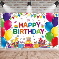 Happy Birthday Backdrop Banner, Colorful Birthdays Banner Backdrop Happy Birthda
