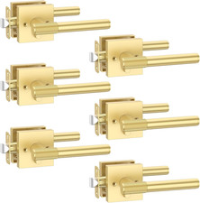 6 Pack Brushed Gold Door Handles Interior, Knurled Privacy Door Handles,Heavy Du